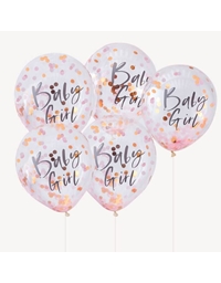 Μπαλόνια Ροζ Baby Girl Kομφετί Ginger Ray (5 Τεμάχια)