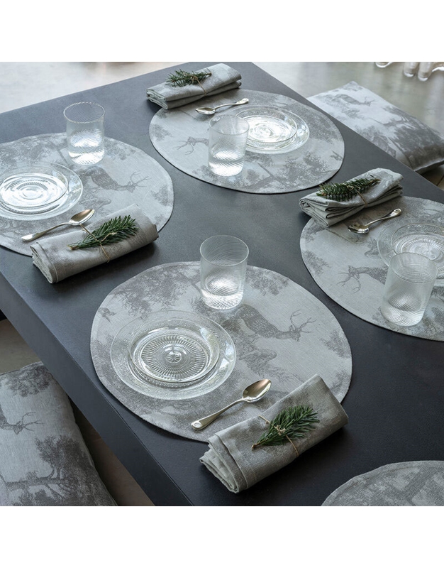 Πετσέτες Φαγητού Λινές Tετράγωνες Souveraine Silver Le Jacquard Francais 4 Tεμάχια (58x58 cm)