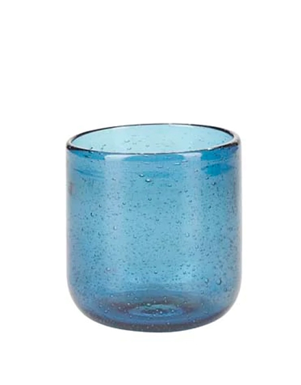 Γυάλινο Ποτήρι Νερού Xαμηλό Bubbled Μπλε (8x9 cm)  