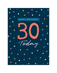 Ευχετήρια Κάρτα "Happy Birthday 30th" Triangles On Blue Neon H471 Tracks Publishing