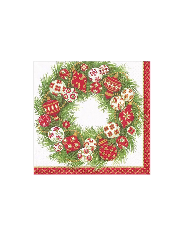 Xαρτοπετσέτες Μικρές "Ornament Wreath" 12.5x12.5cm Caspari (20 τεμάχια)