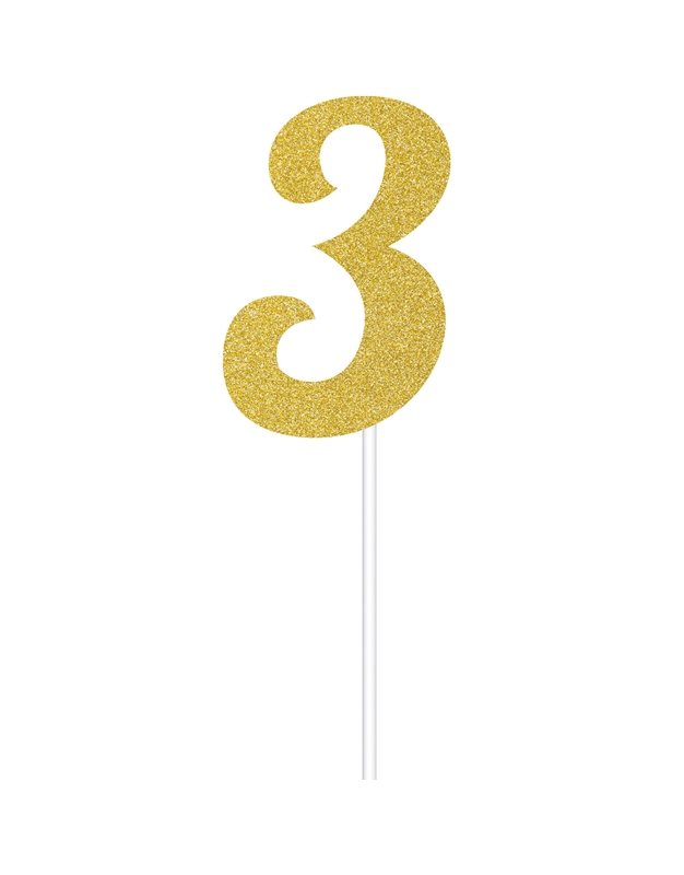 Διακοσμητικό Τούρτας Χρυσό Νούμερο 3 Glitter Creative Converting