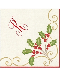 Χαρτοπετσέτες Σε Κουτί "K" Christmas Εmbroidery" 12.5cm x 12.5cm Caspari (30 τεμάχια)