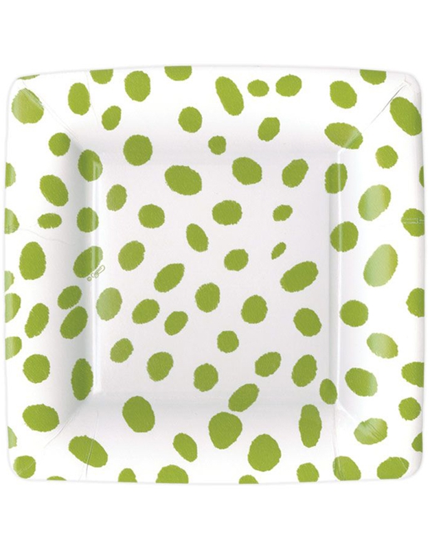 Πιατάκια Μικρά Xάρτινα Green Spots 18x18cm Caspari (8 Tεμάχια)