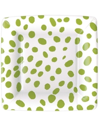 Πιατάκια Μικρά Xάρτινα Green Spots 18x18cm Caspari (8 Tεμάχια)