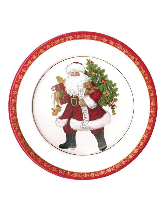 Χριστουγεννιάτικο Σετ Πιάτων Φαγητoύ "Lynn Haney Santa" 26.7 cm Caspari (8 τεμάχια)