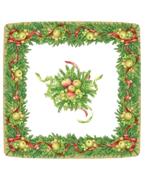 Χριστουγεννιάτικο Σετ Πιάτων Φαγητoύ "Apples And Green" 26 cm Caspari (8 τεμάχια)
