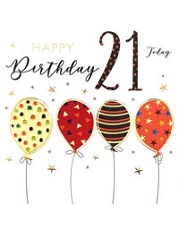 Ευχετήρια Κάρτα "Happy Birthday 21th 4 Balloons" Tracks Publishing
