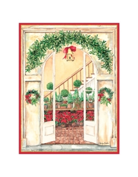 Xριστουγεννιάτικη Κάρτα "Open Door With Poinsettia" Caspari