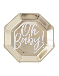 Πιάτα Μεγάλα "Oh Baby" Gold OB-101 (8 τεμάχια)