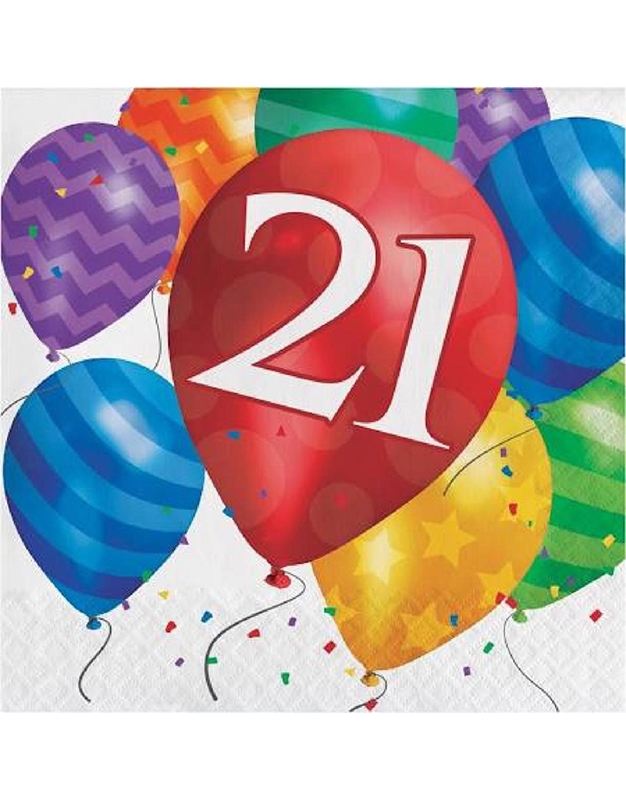 Χαρτοπετσέτες Μεγάλες "21st Birthday Balloon" Creative Converting (16 τεμάχια)
