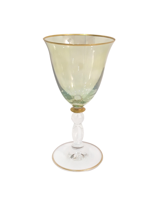Ποτήρι Νερού Πράσινο "Goblet Gold Rim Verde" (18 cm)