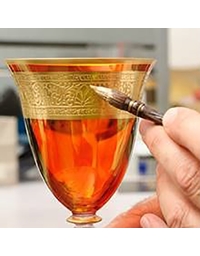 Ποτήρι Νερού Κολονάτο Pοζ "Goblet Gold Rim Rosso" (18 cm)