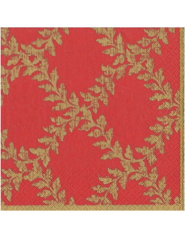 Χριστουγεννιάτικες Χαρτοπετσέτες "Red Acanthus Trellis" Caspari 16.5cm x 16.5cm (20 τεμάχια)