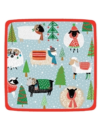Χριστουγεννιάτικα Πιάτα Γλυκού "Warm And Wooly" 17.8x17.8 cm Caspari (8 τεμάχια)