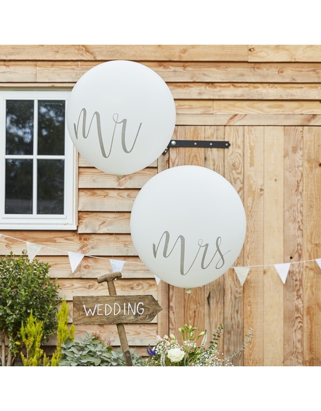 Μπαλόνια Λευκά Μεγάλα Mr And Mrs