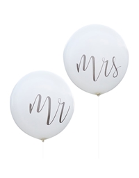 Μπαλόνια Λευκά Μεγάλα Mr And Mrs