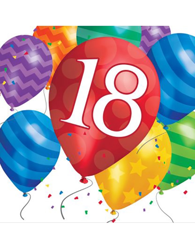 Χαρτοπετσέτες Μεγάλες "18st Birthday Balloon" Creative Converting (16 τεμάχια)