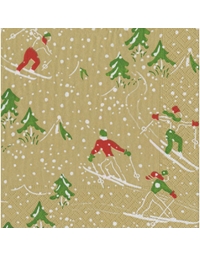 Χριστουγεννιάτικες Χαρτοπετσέτες "Gold Winter Sports" Caspari 16.5cm x 16.5cm (20 τεμάχια)