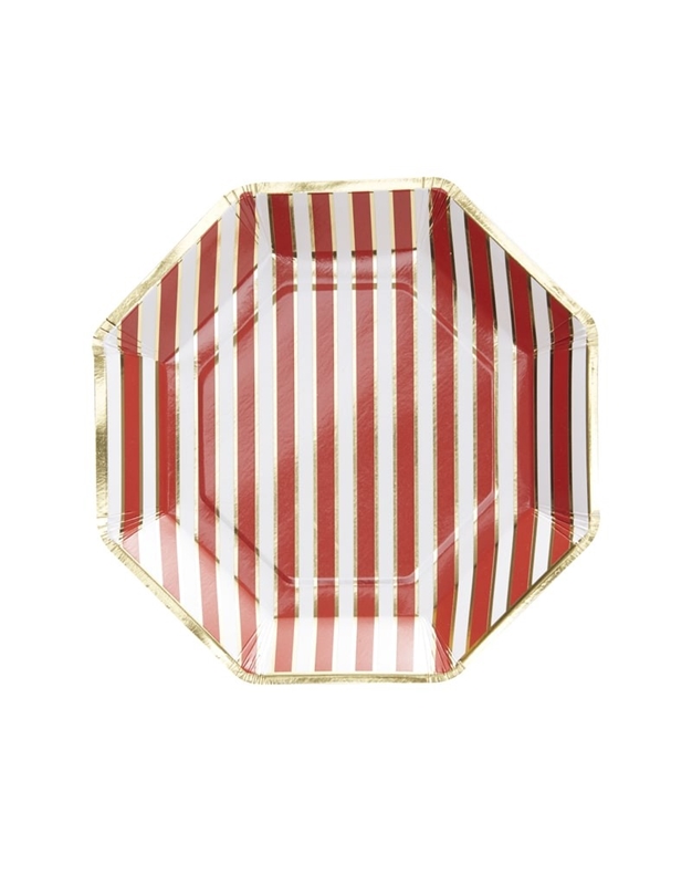Πιάτα Red & Gold Stripe (8 Τεμάχια) Ginger Ray 