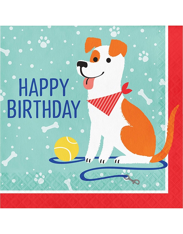 Χαρτοπετσέτες Mεγάλες "Dog Party H/Day Birthday" 33X33 Creative Converting (16 τεμάχια)