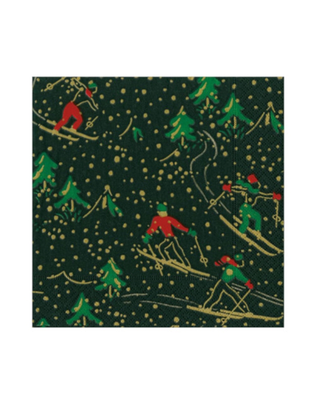 Χριστουγεννιάτικες Χαρτοπετσέτες "Black Winter Sports" Caspari 12.5cm x 12.5cm (20 τεμάχια)