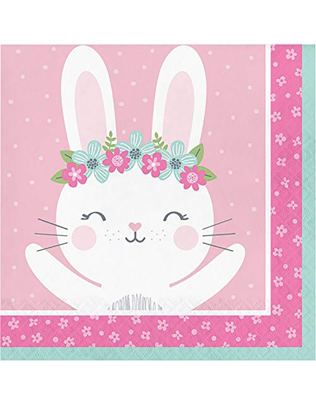 Xαρτοπετσέτες 1st Birthday Bunny 16,5 x 16,5 cm Creative Converting (16 τεμάχια)