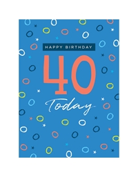 Ευχετήρια Κάρτα "Happy Birthday 40th" Circles On Blue Neon H472 Tracks Publishing