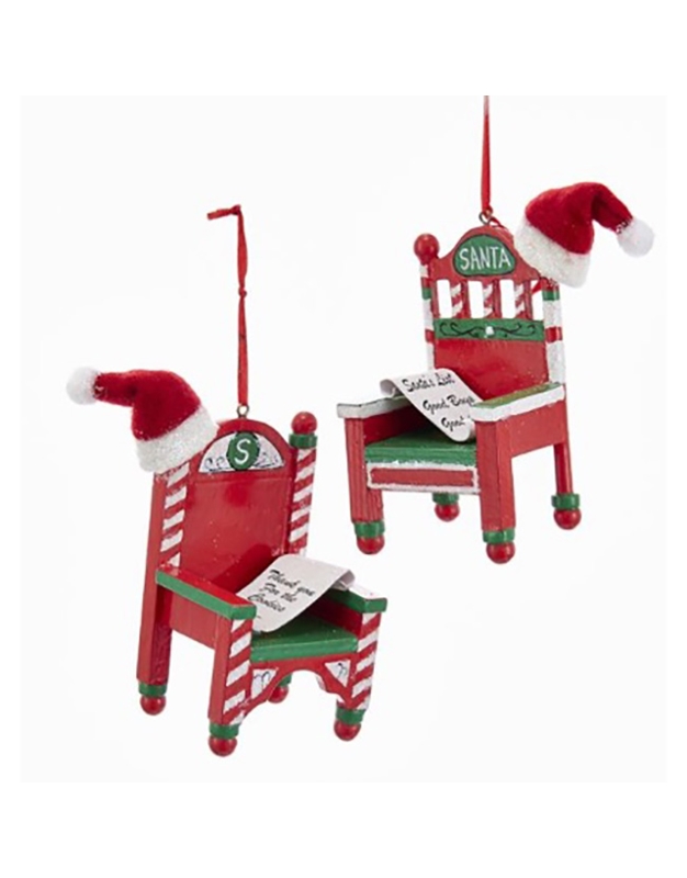 Στολίδι Wooden Santa Chair With Santa Hat ornaments C6876 (2 Σχέδια)