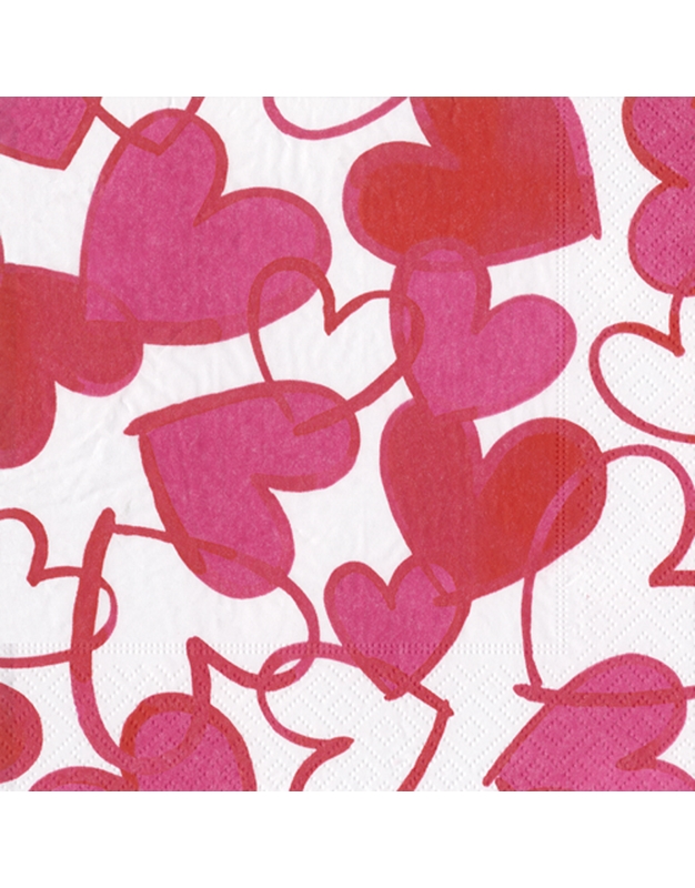 Σετ Xαρτοπετσέτες Cocktail "Painted Hearts"  (25 x 25 cm)