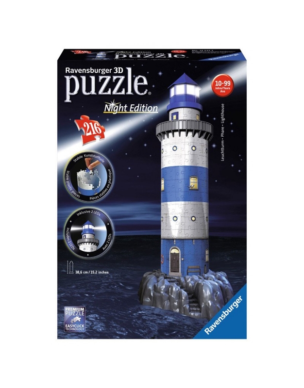 Puzzle 3D "Φάρος" Nυχτερινή 'Eκδοση Ravensburger (216 Kομμάτια)