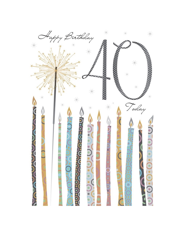 Eυχετήρια Kάρτα Mεγάλη "40th Birthday Candles Glitter" Tracks Publishing (C2424)