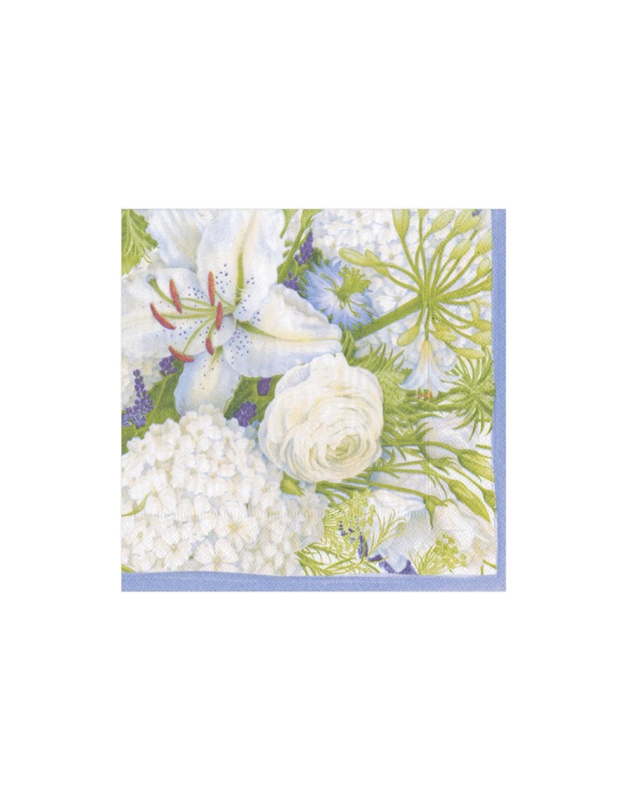 Χαρτοπετσέτες "White Blooms" 12.5x12.5 cm Caspari (20 τεμάχια)