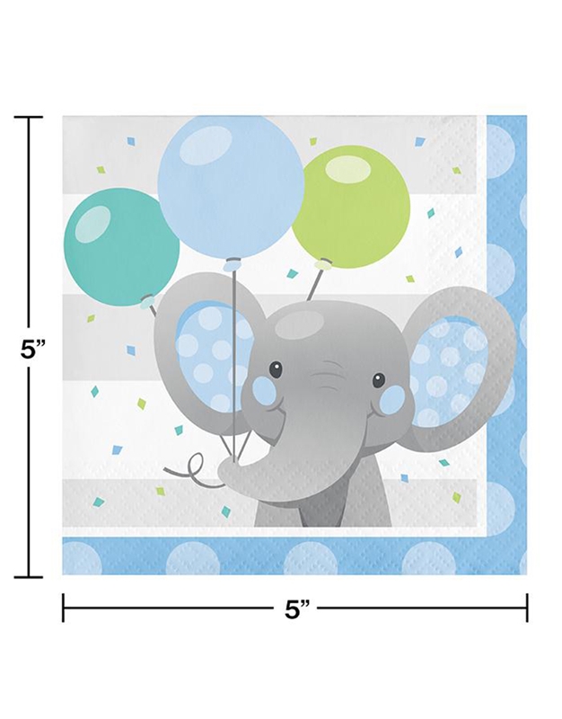 Xαρτοπετσέτες Mικρές "Elephant Party" 12.7x12.7cm Creative Converting (16 τεμάχια)