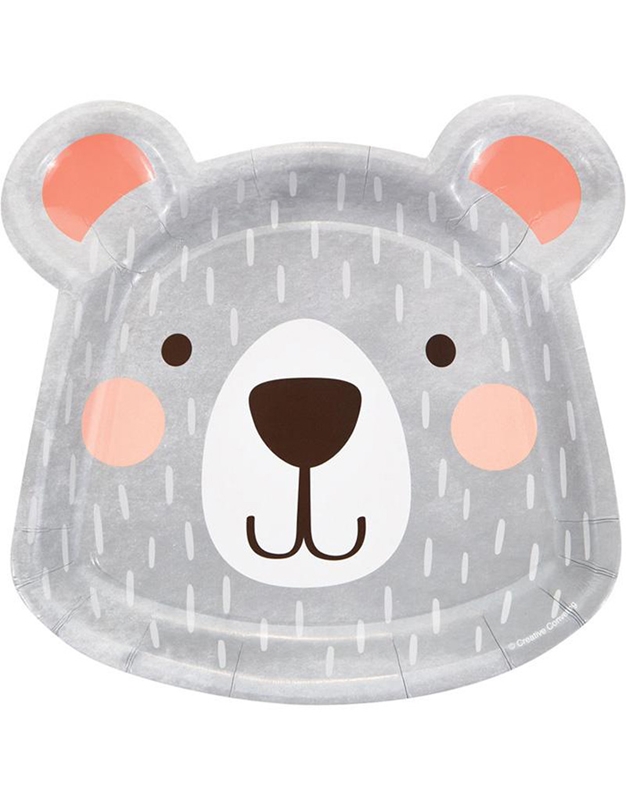 Πιάτα Mεγάλα Σε Σχήμα Aρκουδάκι "Birthday Bear" 23cm Creative Converting (8 Tεμάχια)