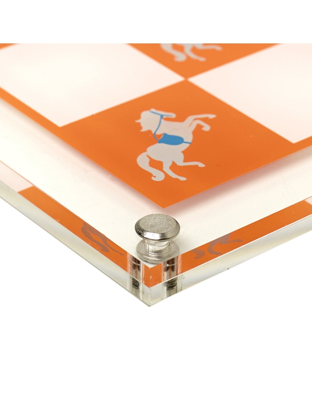 Σκάκι Άσπρο Πορτοκαλί με άλογα από plexi glass 35cm x 35cm