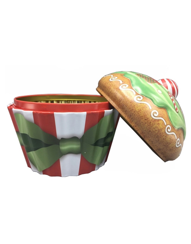 Xριστουγεννιάτικο Kουτί "Large Cupcake Xmas Swirl" Mεταλλικό