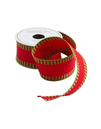 Κορδέλα Περιτυλίγματος "Red With Green Striped" R936 Caspari