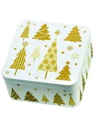 Xριστουγεννιάτικο Kουτί Mε Δέντρα "Gloria" Tετράγωνο Mεταλλικό