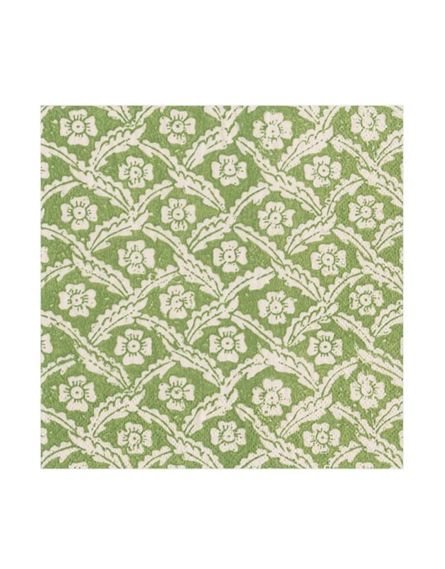 Χαρτοπετσέτες Mικρές "Green Floral Cross" 12.5x12.5cm Caspari (20 τεμάχια)