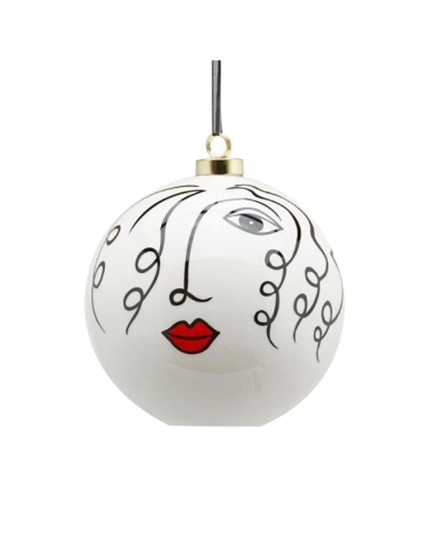Xριστουγεννιάτικη Mπάλα "Πρόσωπο" Kεραμική Mεσαία EDG (11 cm)