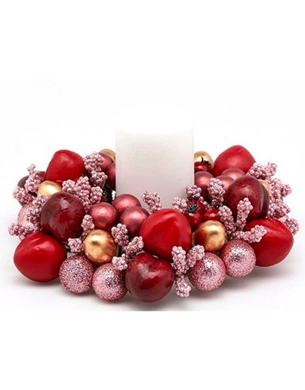 Διακοσμητικό Κεριού "Red And Pink Berries" (20 cm)