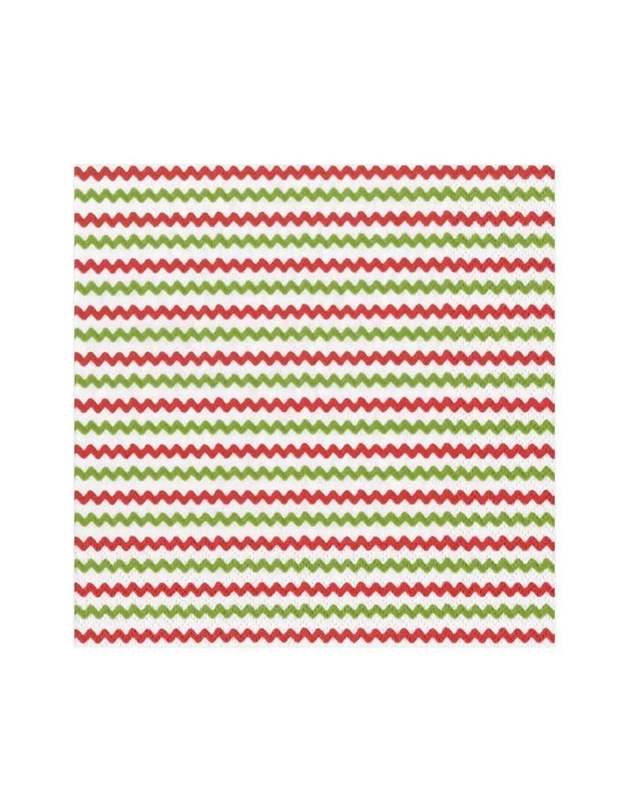 Χαρτοπετσέτες Luncheon Red Green Rickrack 16,5 x 16,5 cm Caspari (20 τεμάχια)