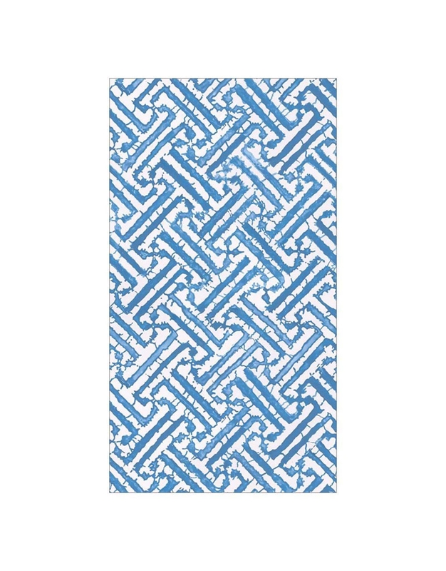 Χαρτοπετσέτες Guest Blue Fretwork 10.8x19.8cm Caspari (15 Tεμάχια)