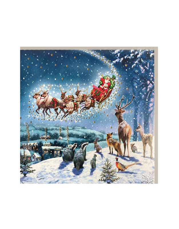 Ευχετήρια Χριστουγεννιάτικη Κάρτα Santa Over Hill Tracks Publishing