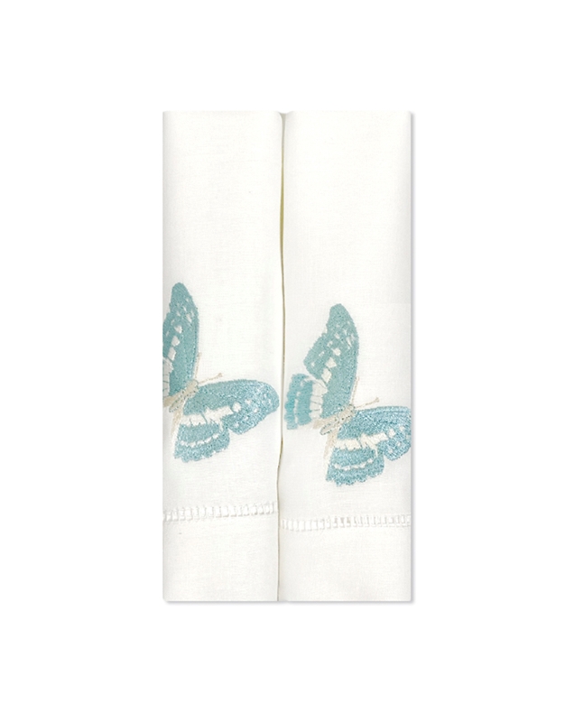 Πετσέτες Φαγητού Λινές Mε Kέντημα Πεταλούδα Nakas Concept Σετ 2 τεμαχίων (45 x 45 cm)