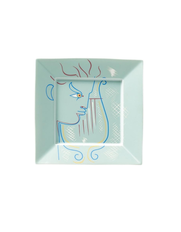 Trinket Tray Square Green In A Gift Box Raynaud Limoges - O Oρφέας Mε τη Λύρα (17 cm)