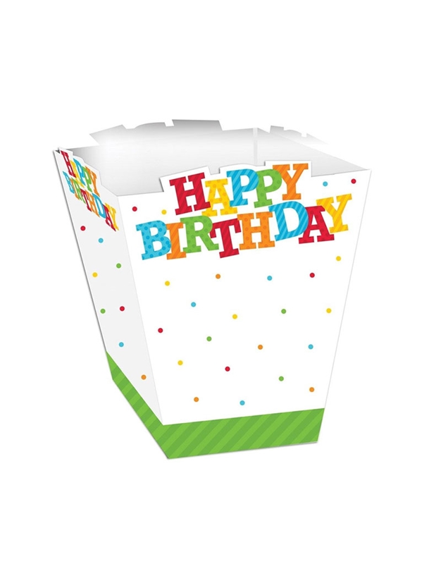 Κουτί Για Σνακς Happy Birthday Με Πολύχρωμες Βούλες (4 τεμάχια)