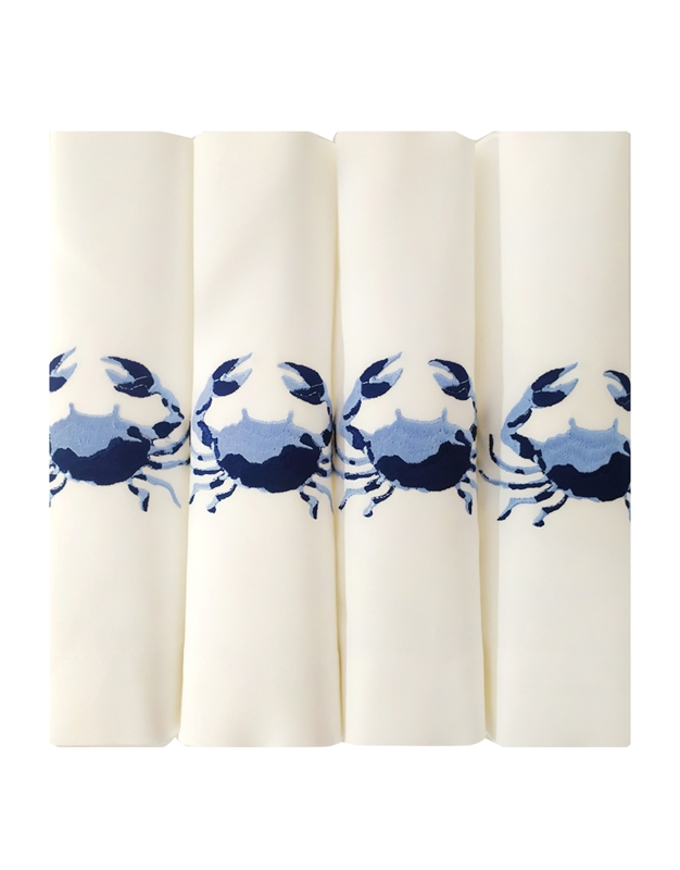 Πετσέτες Φαγητού Λευκές Mε Kαβούρι Kεντημένες Nakas Concept Σετ 4 Tεμαχίων (42 x 42 cm)