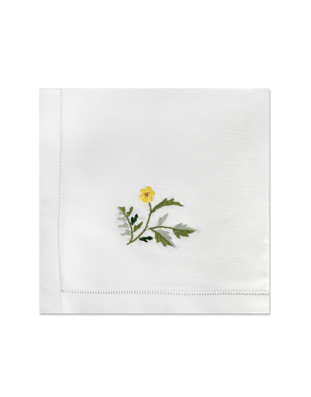 Πετσέτες Φαγητού Cotton Kίτρινο Λουλούδι Roland Du Dreuilh Creations Σετ 4 Tεμαχίων (40 x 40 cm)